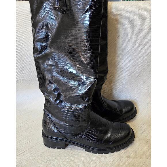 Khombu Black Calf High Zip Up Boots Woman's Size 9M Style-SNAKE-PU - Picture 2 of 7